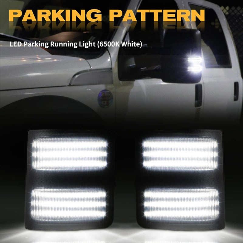 Gempro Sequential LED Side Mirror Marker Switchback Turn Signal Lights Replacement for 2008-2016 Ford F250 F350 F450 F550 Super Duty Mirror Marker Lamps, 2 Packs - Image 4